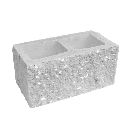 Блок пустотелый с гранью колотой фактуры Besser на сером цементе